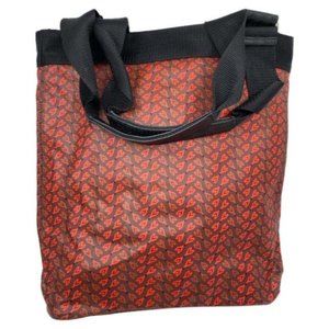 Oilcloth Orange Brown Large Nylon Tote Bag